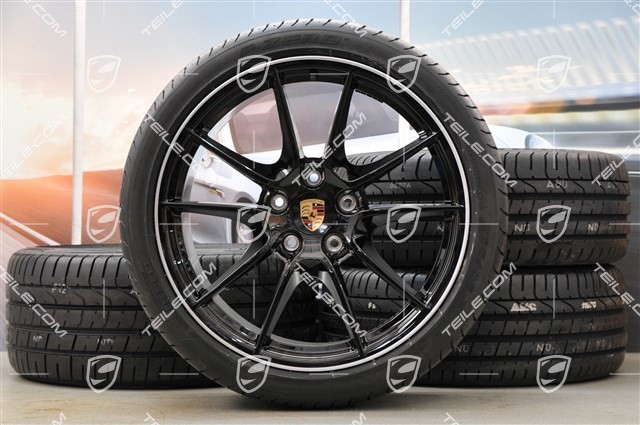 20-inch Carrera S (III) summer wheel set, 8J x 20 ET57 + 9,5J x 20 ET45, Pirelli tyres 235/35 ZR20 + 265/35 ZR20, rims star in black (glossy)