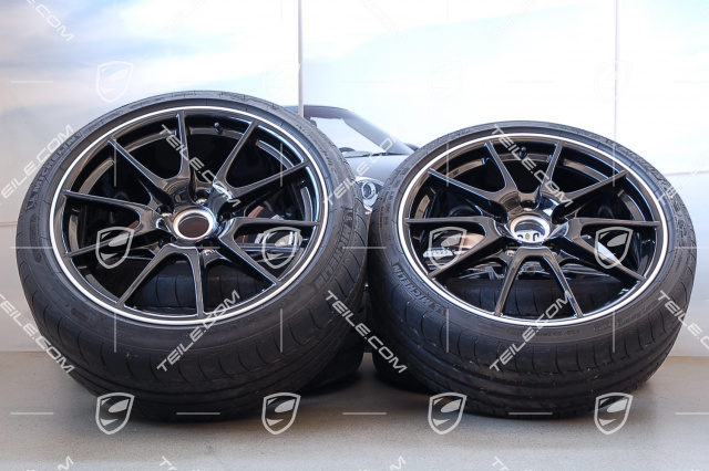 19-inch Boxster Spyder summer wheel set, special Black Edition model, 10Jx19 ET42+8,5Jx19 ET55 + Michelin tyres, app.1500 km