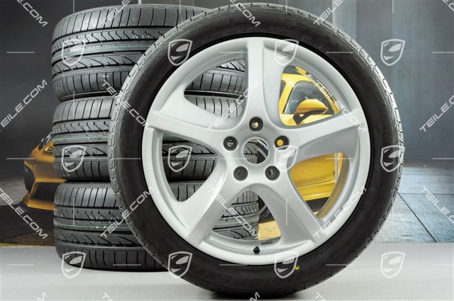 20-inch Cayenne SportTechno wheel set, with summer tyres, wheel rims front 9-inch + rear 9-inch + NEW tyres Bridgestone Dueler 275/40 R20, without TPMS