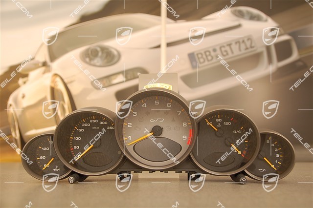 Instrument cluster, GT3 / GT3 RS, 6-speed, black face gauges