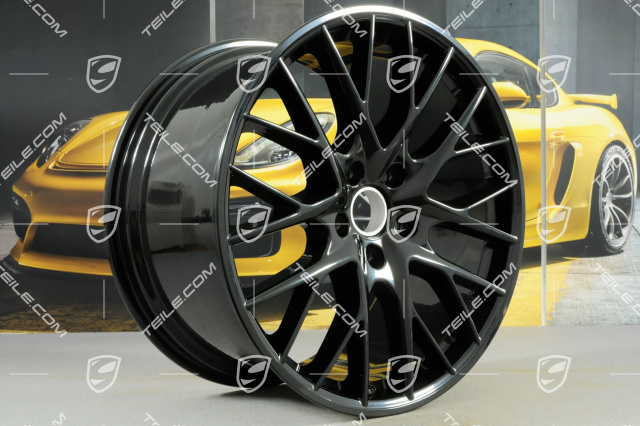 21-inch wheel rim set Panamera Sport Design, rims 9,5J x 21 ET71 + 11,5J x 21 ET69,black high gloss