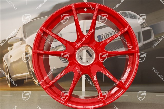 19-inch GT3 II RS 4.0 / GT2 RS wheel set, Guards Red, front 9J x 19 ET47+ rear 12J x 19 ET48