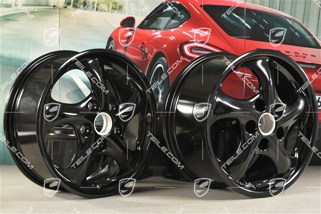 17-inch Carrera wheel set, 7J x 17 ET55 + 8,5J x 17 ET50, black high gloss