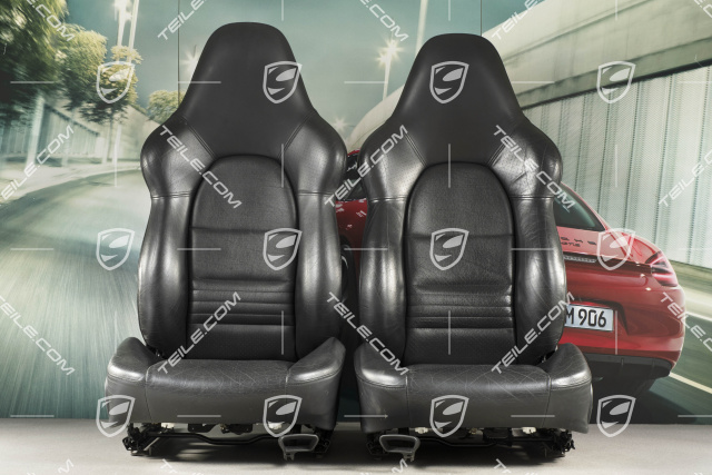 Sport seat (broad), manual adjustment, heating, leather, black, set L+R