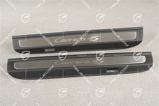 Door entry guards / Sill cover inner / Scuff plates, without ilumination, stainless steel, Carrera 4S, set, L+R