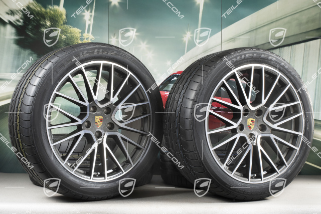 21-inch Cayenne RS Spyder summer wheel set, rims 9,5J x 21 ET46 + 11,0J x 21 ET58 + NEW Bridgestone Dueler H/P Sport summer tyres 285/40 R21 + 315/35 R21, with TPMS,