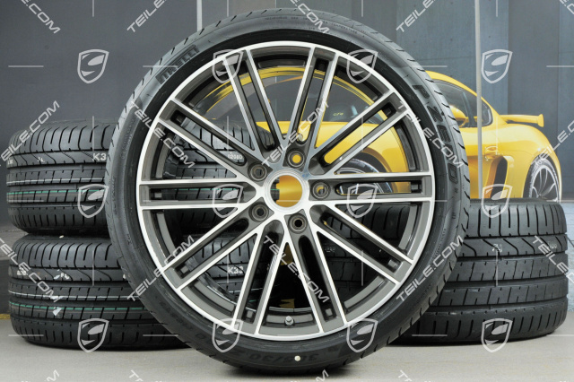 20" koła letnie, komplet 911 Turbo IV, felgi 11,5J x 20 ET56 + 9J x 20 ET51 + opony letnie Pirelli 305/30 ZR20 + 245/35 ZR20, Titan