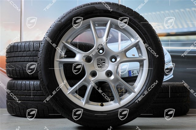 17" Boxster II winter wheels set, rims 6,5J x 17 ET55 + 8J x 17 ET40 + NEW winter tyres 205/55 R17 + 235/50 R17