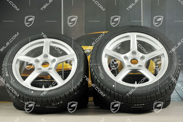 18" Boxster winter wheels set, rims 8J x 18 ET57 + 9,5J x 18 ET49, Pirelli Sottozero II winter tires 235/45 R18 + 265/45 R18