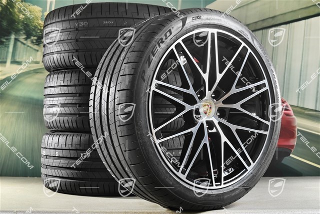 22-inch Cayenne Coupé RS Spyder Design summer wheel set, rims 10J x 22 ET48 + 11,5J x 22 ET52 + Pirelli P Zero summer tyres 285/40 R22 + 315/35 R22, with TPMS