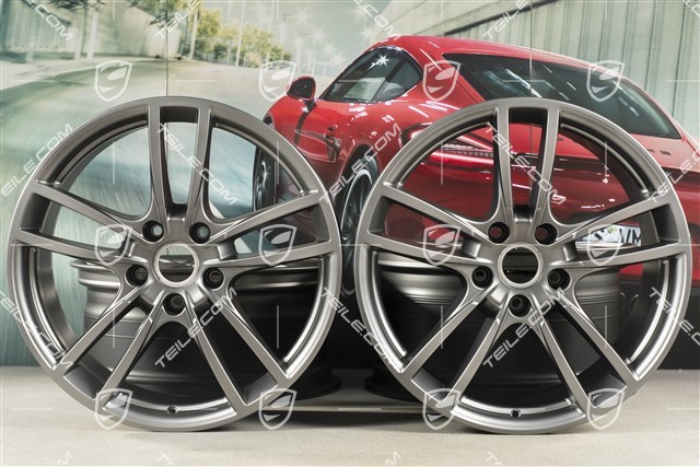 20-inch Cayenne COUPE Sport wheel rim set, 10,5J x 20 ET55 + 9J x 20 ET50, Platinum satin-mat