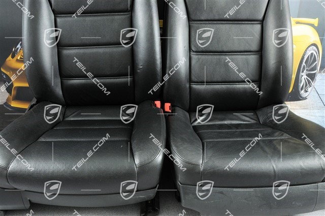 Seats, el adjustable, Lumbar, ruffled leather, Black, set (L+R)