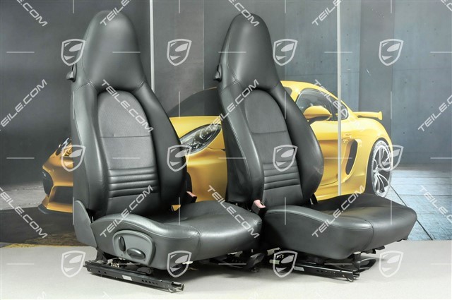 Seats, manual adjustable, heating, leather, Black, set (L+R)