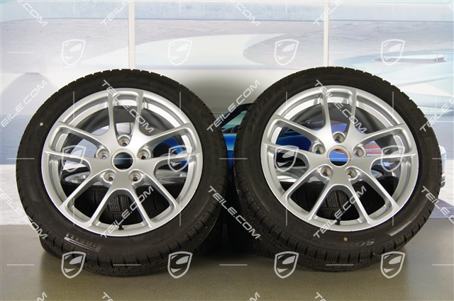 18" komplet kół zimowych "Cayman", felgi 8J x 18 ET57 + 9J x 18 ET47 + opony zimowe Pirelli SottoZero2 N0 235/45 R18 + 265/45 R18, bez czujników ciśni