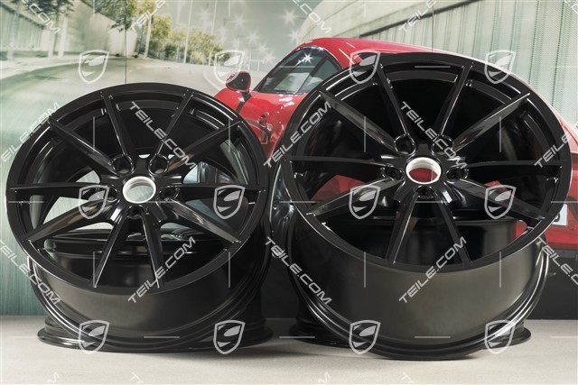 20+21-inch wheel rim set Carrera S, rims: front 8,5J x 20 ET53 + rear 11,J x 21 ET67, black high gloss
