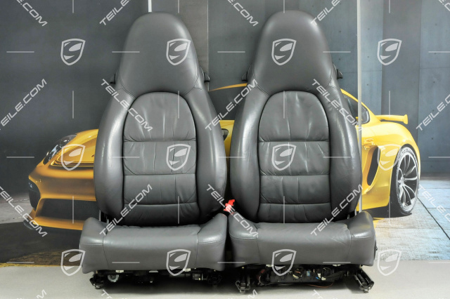 Seats, el adjustable, heating, Lumbar, leather, Space grey, set (L+R)