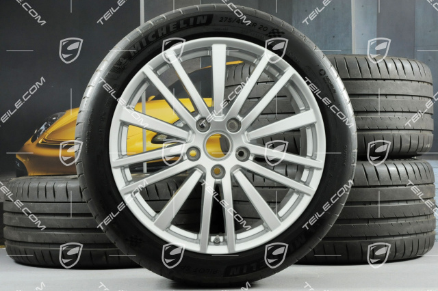 20-inch Panamera Design summer wheel set, rims 9,5J x 20 ET71 + 11,5J x 20 ET68 + Michelin summer tires 275/40 ZR20 + 315/35 ZR20, with TPM