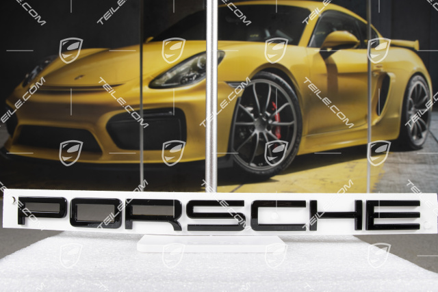 Logo PORSCHE, black, high gloss, GTS/Black Edition