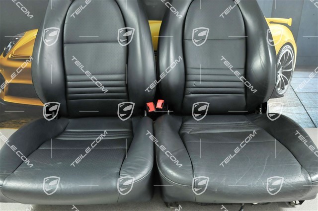 Seats, el. adjustable, leather, Metropole blue, set (L+R)