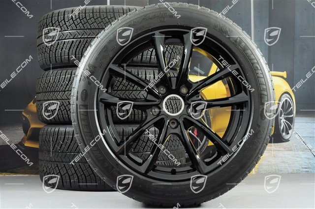 19-inch winter wheels set "Panamera S", rims 9J x 19 ET64 + 10,5 J x 19 ET62 + NEW Michelin Pilot Alpin 4 winter tyres 265/45 R19 + 295/40 R19, black high gloss