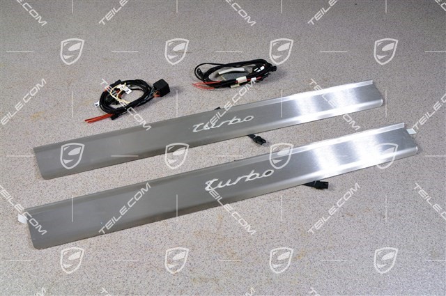 Scuff plate with illumination, stainless steel, Turbo, set (L+R)