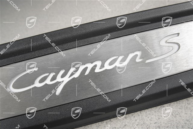 Scuff plate, Stainless steel, with lighting, with "Cayman S" logo, R