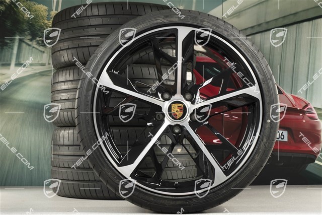 21" Cross Turismo Design summer wheel set, rims 9,5J x 21 ET60 + 11,5J x 21 ET66 + Goodyear summer tyres 265/35 R21 + 305/30 R21, black high gloss + glossy surface