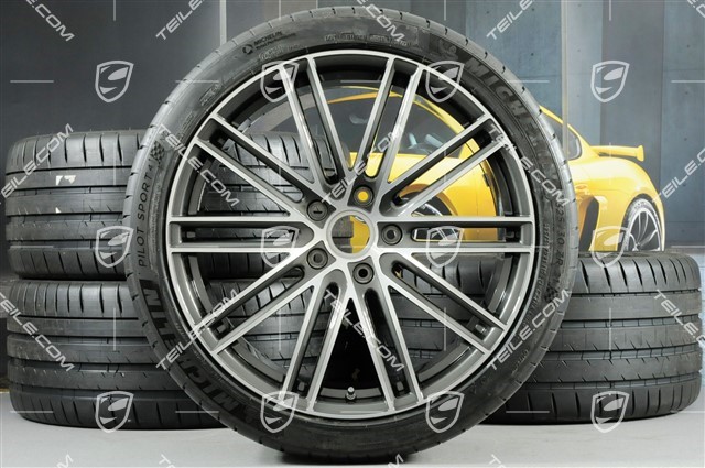 21" Koła letnie Turbo IV, felgi 9,5J x 21 ET71 + 11,5J x 21 ET69 + opony letnie Michelin 275/35 ZR21 + 325/30 ZR21, z czujnikami ciśnienia, tylko do Turbo S E-Hybrid