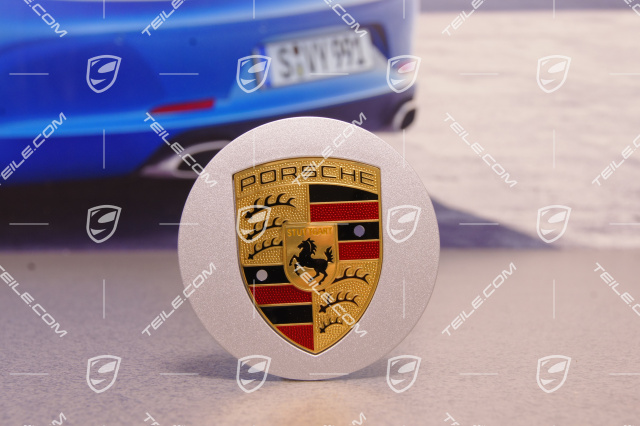 Radzierdeckel, großes farbiges Porschewappen, konvex