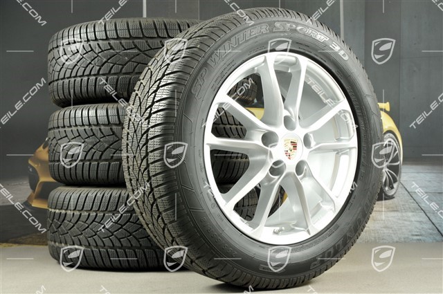 18-inch winter wheels set "Cayenne" facelift 2014->, alloy rims 8J x 18 ET53 + Dunlop winter tyres 255/55 R18, with TPM