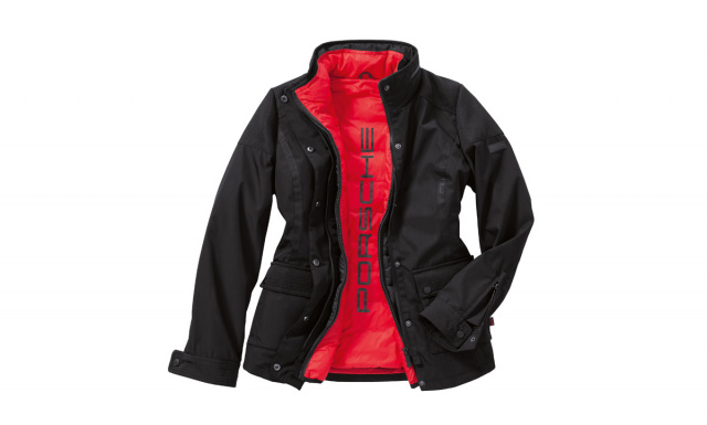 2 in 1 Jacke, Damen, schwarz/rot M 38/40