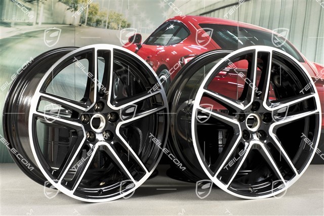 20-inch alloy wheel "Macan Turbo", 9J x 20 ET26 + 10J x 20 ET19, BORBET, Jet Black