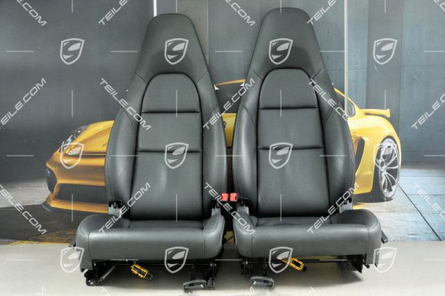 Seats, manual adjustment, leatherette, black, set (L+R)