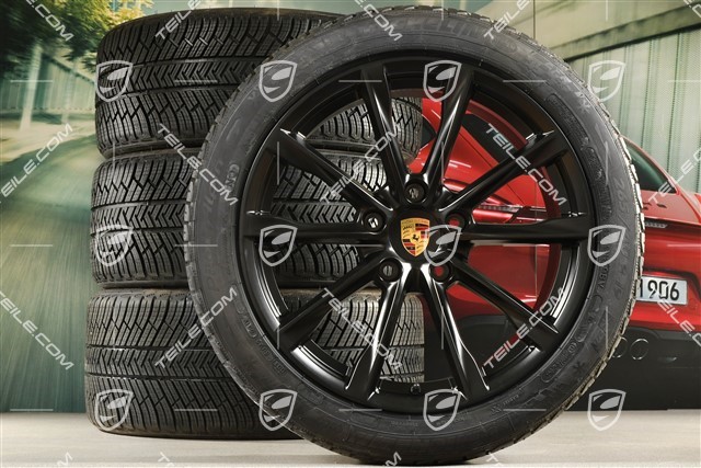 19-inch Boxster S winter wheels set, rims 8J x 19 ET57 + 10J x 19 ET45 + NEW Michelin Pilot Alpin 4 winter tires 235/40 R19 +265/40 R19, black satin matt