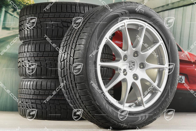 18-inch Panamera S winter wheel set, 8J x 18 ET 59 + 9J x 18 ET 53 + Nokian winter tyres 245/50 R18 + 275/45 R18, with TPMS