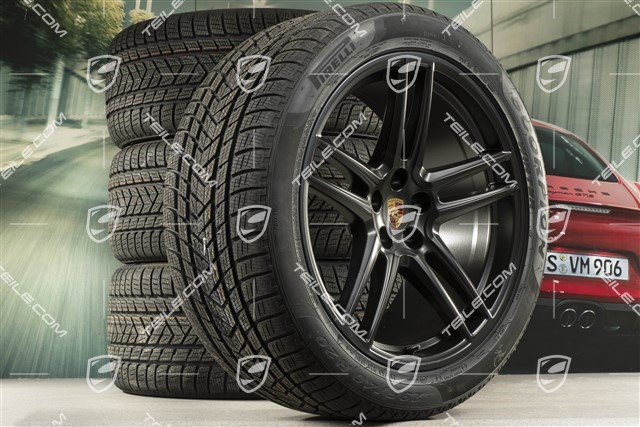 20-inch "Macan Turbo" winter wheels set, rims 9J x 20 ET26 + 10J x 20 ET19 + Pirelli  winter tyres 265/45 R20 + 295/40 R20, black satin mat, with TPMS