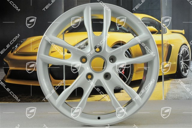 19" Komplet felg Boxster S III, 8J x 19 x ET 57 + 9,5J x 19 x ET 45, ramiona felg w kolorze białym