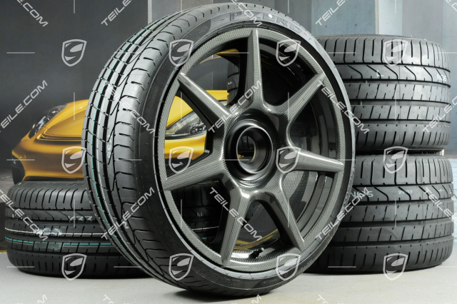 20" 911 Turbo Carbon summer wheel set, wheel rims 9J x 20 ET51 + 11,5J x 20 ET56 + summer tires 245/35 R20 + 305/30 R20, with TPMS