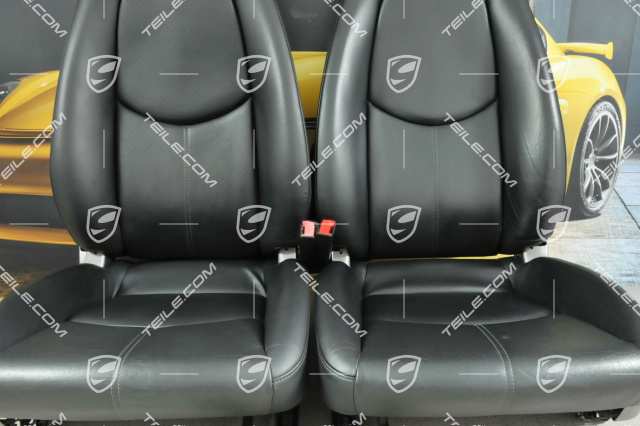 Seats, manual adjustable, heating, leather, black, set (L+R)