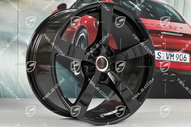 18-inch wheel rim set Macan, 8J x 18 ET21 + 9J x 18 ET21, black high gloss