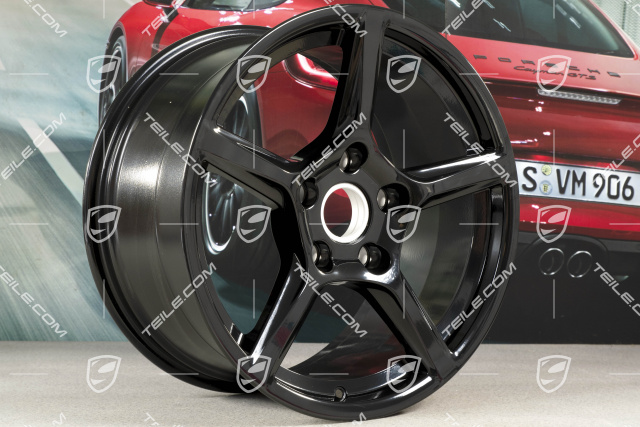 18-inch wheel rim set Boxster IV, 8J x 18 ET57 + 9,5J x 18 ET49, black high gloss