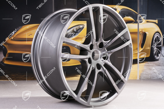 21-inch wheel rim set Cayenne Turbo, 11J x 21 ET58 + 9,5J x 21 ET46, Platinum Satin Matt