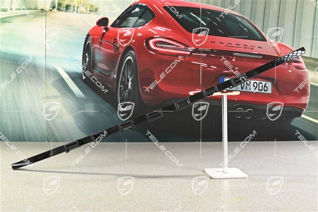 Trim, upper / rear, Porsche logo, black matte