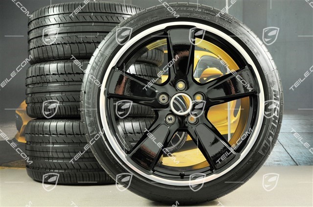 20" Sport Classic summer wheels set, black glossy, rims 9,5J x 20 ET65 + 11,5 x 20 ET63 + summer tyres 255/40 ZR20 + 295/35 ZR20, with TPM