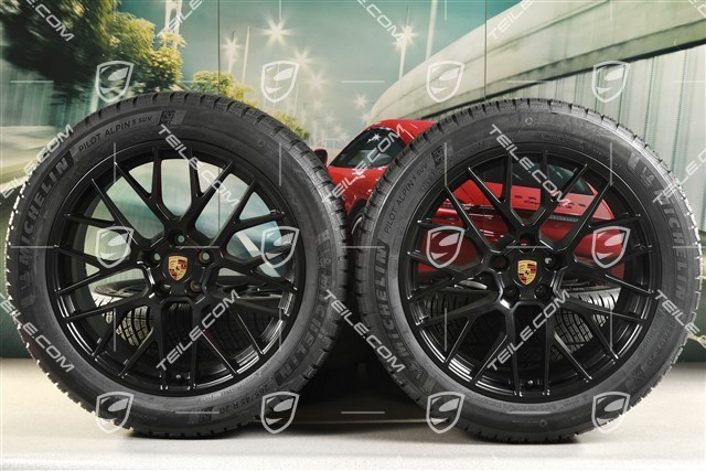 20" "RS Spyder Design" Winterräder Satz, Felgen 9J x 20 ET26 + 10J x 20 ET19, Michelin Pilot Alpin 5 SUV Winterreifen 265/45 R20 + 295/40 R20, mit RDK-Sensoren, schwarz seidenmatt