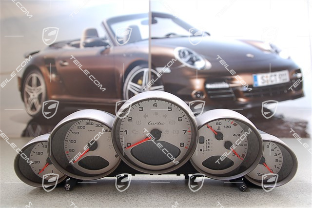 Kombiinstrument, PDK-Getriebe, Zifferblätter in Silber, Turbo Kombiinstrument, PDK-Getriebe, Zifferblätter in Silber, Turbo