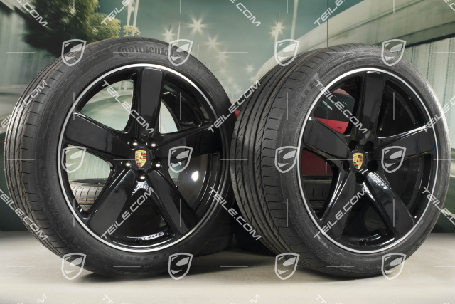 21-inch "Sport Classic" black (high gloss) summer wheels set, rims 9J x 21 ET26 + 10J x 21 ET19, Continental summer tyres 265/40 R 21 + 295/35 R 21, with TPMS