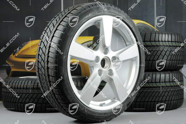 19" winter wheel set "Cayman S", rims 8J x 19 ET57 + 9,5J x 19 ET45 + winter tyres Continental WinterContact TS 830P 235/40 R19 + 265/40 R19, with TPMS