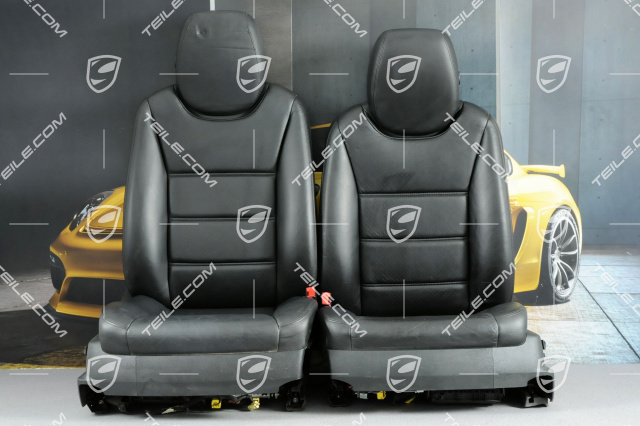 Seats, elect. adjustment, memory, lumbar, leather, black, set (L+R)