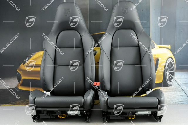 TEILE.COM Sport Seats el. adjustable 18 way heating lumbar ventilation leather Porsche crest black set L R used Boxster 981 808 05 Sportseats 99152114105GDCKPL2